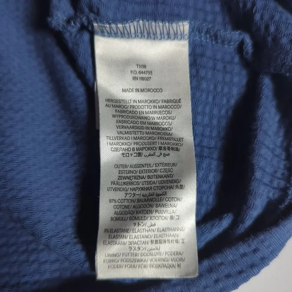 Boden Blue Puff Sleeve Textured Cotton Top US 12 Romantic Cottagecore